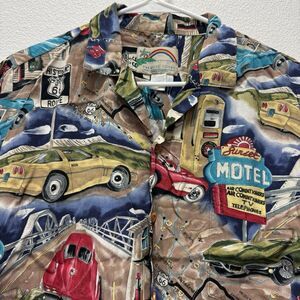 Paradise Found Hawaiian Shirt Mens M Corvette‎ Route 66 Short Sleeve
